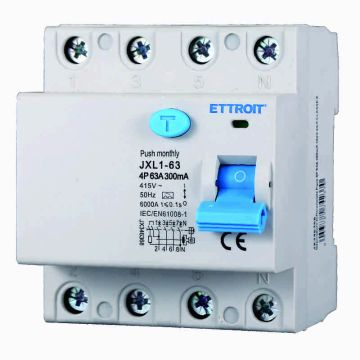 ETTROIT JX346368 Reiner Fehlerstromschutzschalter 4P 63A 300mA 380V-6KA KLASSE A
