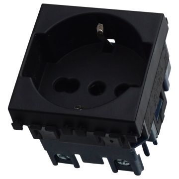 ETTROIT Schuko-Steckdose 2P+T 16A, Farbe Schwarz, kompatibel mit Vimar Arke VA2102