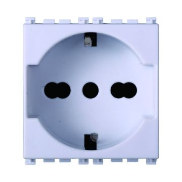 ETTROIT Schuko-Steckdose 2P+T 16A Farbe Weiß Kompatibel mit Vimar Arke VA2102B