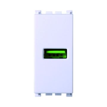 ETTROIT USB-Buchse 5V 2,1A 1 USB-A-Steckplatz Farbe WEISS Kompatibel Vimar Arke VA2401B
